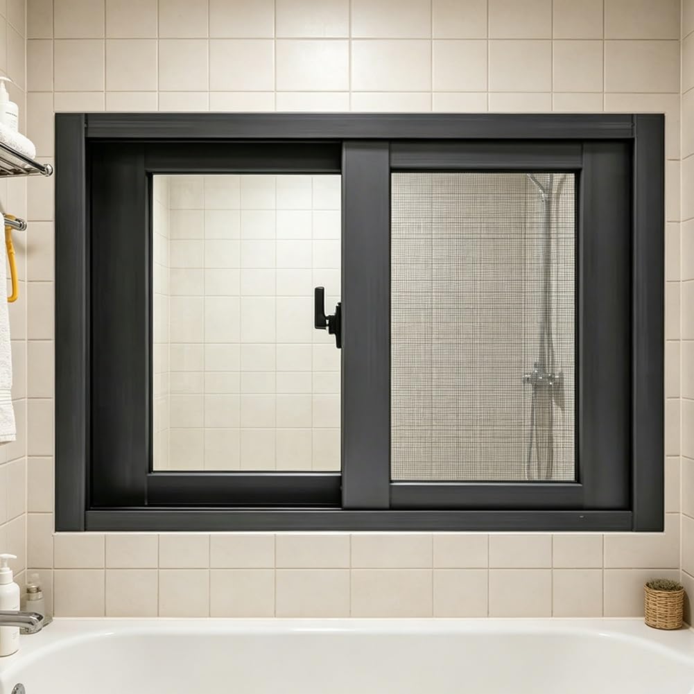 Ventana del Sótano con Mosquitera, Ventanas de Recambio para Hogar, Marco de Aluminio para Cobertizos y Gallineros(W80cm xH80cm)