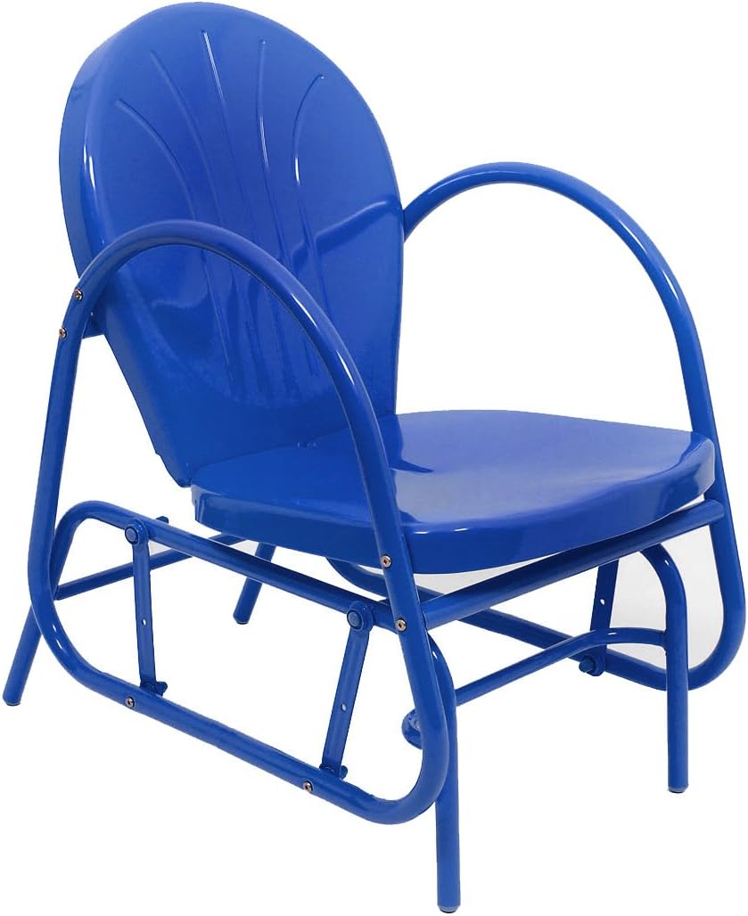 Rich Pacific 34" Blue Outdoor Retro Metal Tulip Glider Patio Chair