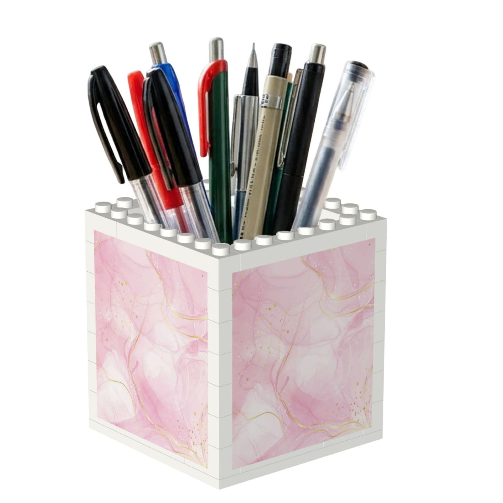 Poadnly Pastel Rpse Pink Marble, Pen Pot Pencil Holder for Office Home School, Compact Desk Organiser for Office Stationery