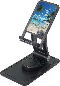Beach Palm Tree Phone Stand for Desk, 360Rotating Foldable Cell Phone Holder for Office Home, Height Adjustable Tablet Stand Portable Cellphone Cradle iPad Stand Holder