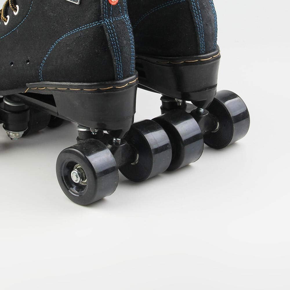 Quad Roller Skate Anti-Fur Roller Skates for Men and Women Beef Soles Boys and Girls lace-up Shoes/Black