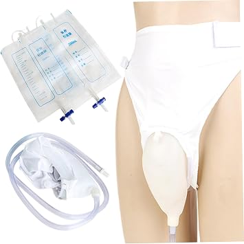 Female Urinal External Catheter for Women, Wearable Silicone Female Urinal for Bedridden with High-Elasticity Waist Belt, Reusable Portable Womens with 2 Pee Bags