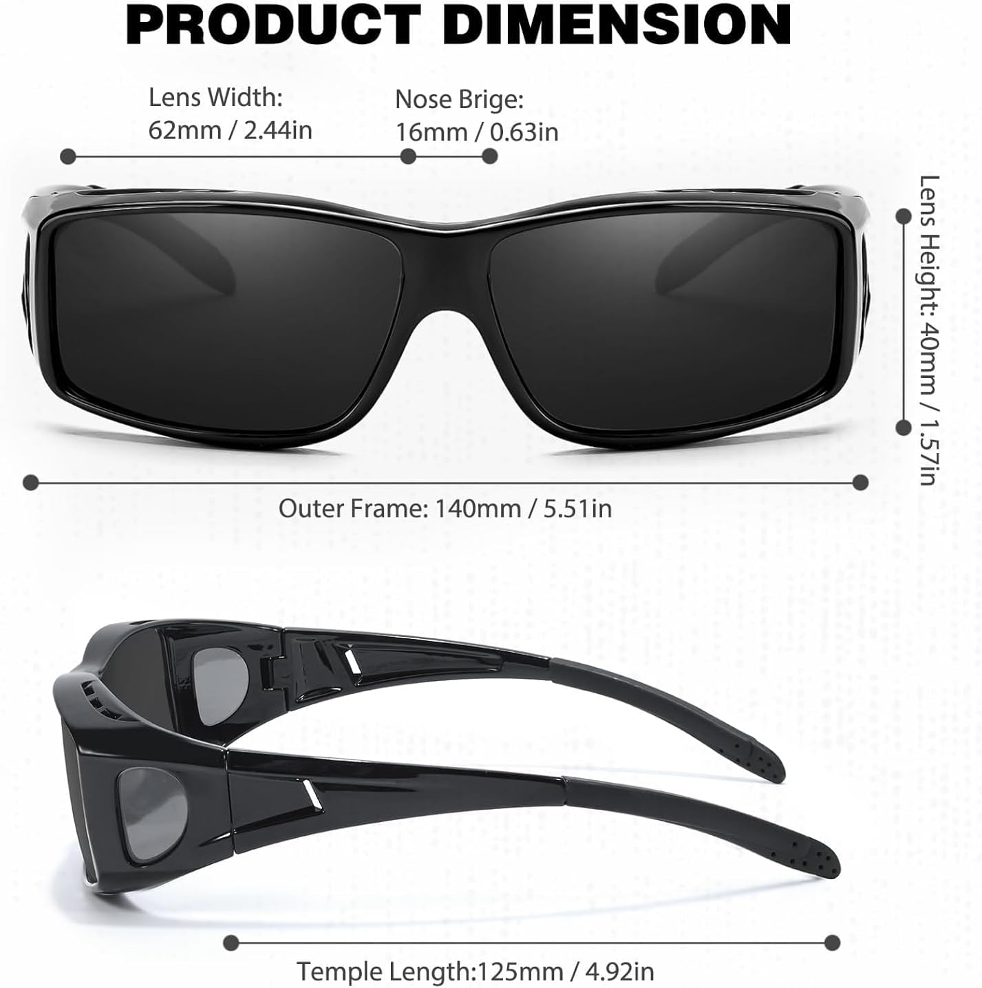 Over Glasses Sunglasses for Men & Women, Polarized with UV400 Protection Wrap Around Shade