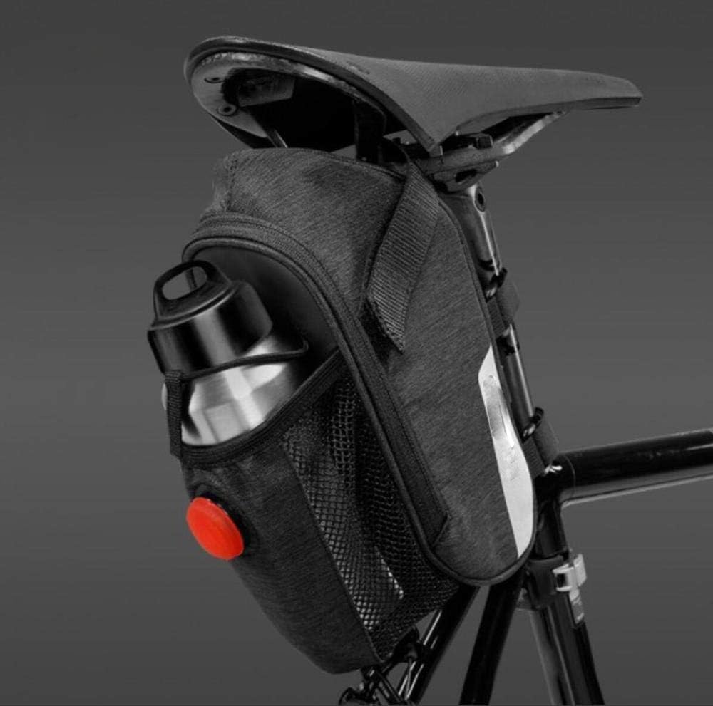 Waterproof Bike Saddle Bag Mountain Road MTB Bike Carbon Fiber Saddle Bag Under Seat Bag with Bicycle Tail Light, Bike Water Bottle Repair Tools(with 1.8L Bottle)