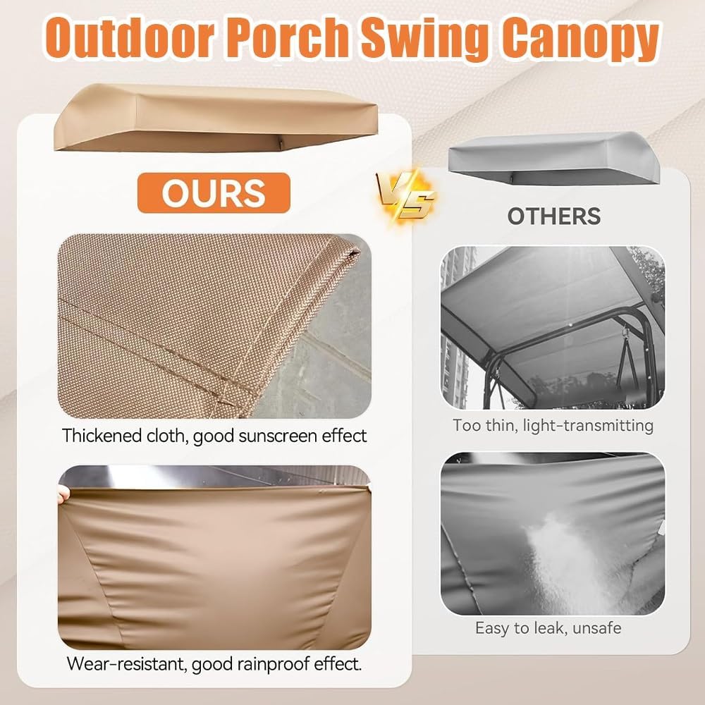 56x47in 75x47in 84x48in Porch Swing Canopy Replacement Top, 2 3 Seater Universal Patio Swing Cover, Waterproof Replacement Canopy for Outdoor Furniture(Red,213x122x23cm/83x48x9in)