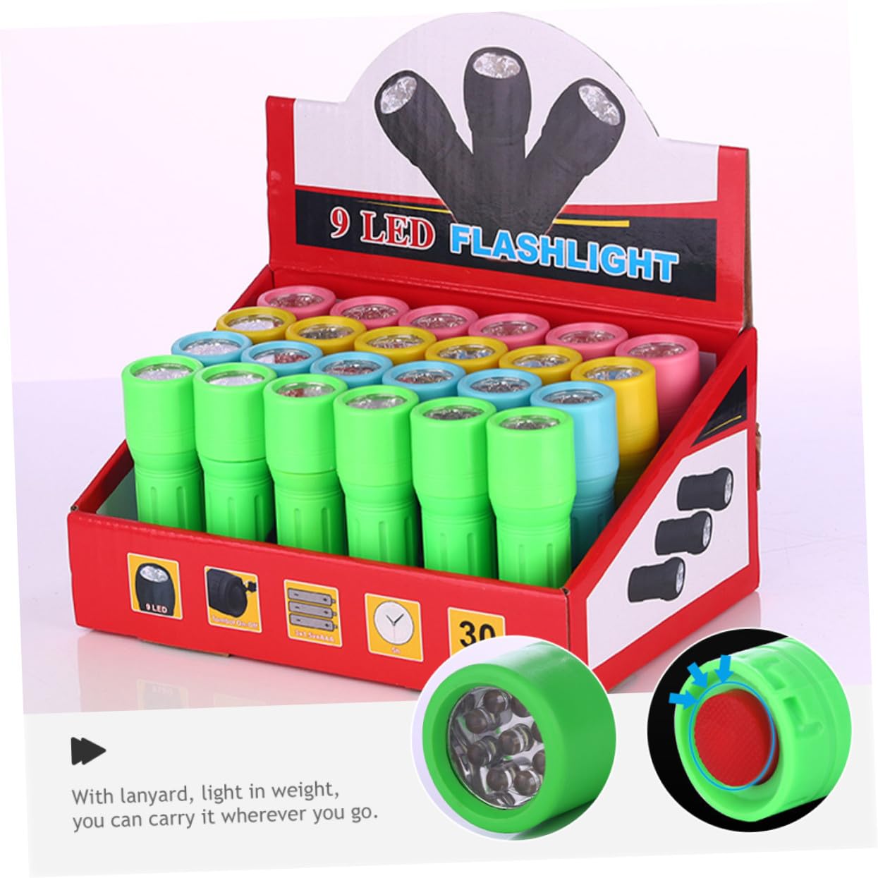 Linterna LED de Mano Mini Linterna para Camping Multicolor Compacta 12 Piezas sin Pilas Cuerda Colgante para Excursiones Uso Doméstico y Actividades al Aire Libre Color Aleatorio