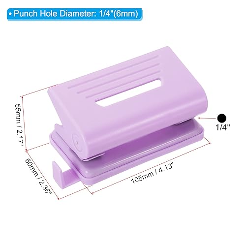 Miniatura 2 de PATIKIL Perforadora de papel de 2 agujeros de 14 de pulgada, perforadora de agujero de metal, capacidad de perforación de 8 hojas, perforadora