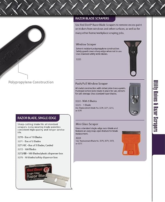 Red Devil #3223 Window Scraper with Retractable Blade