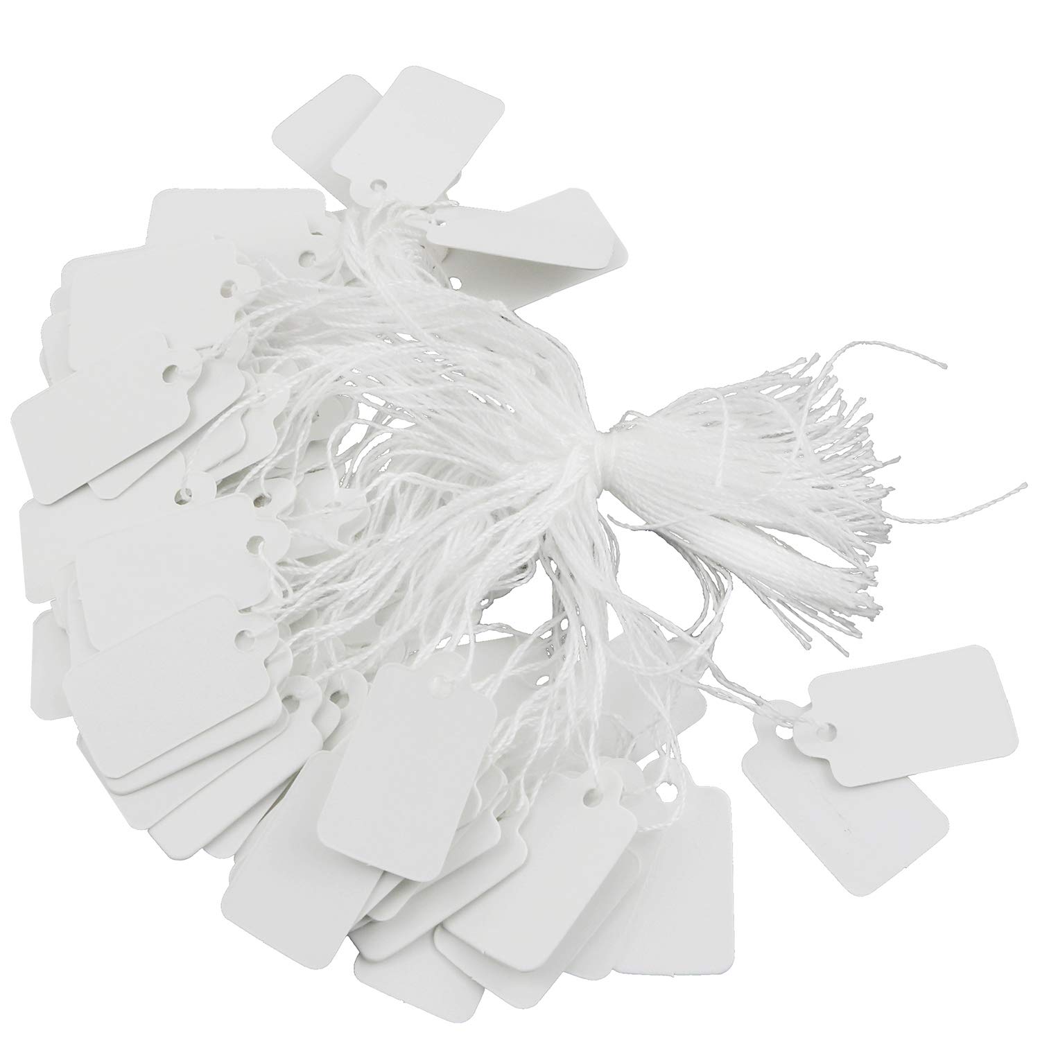DZS Elec 500pcs White Jewelry Price Label 23x13mm Clothing Display Label Gift Message Card Writable Rectangular Paper Price Label Label Design Blank with Hanging String