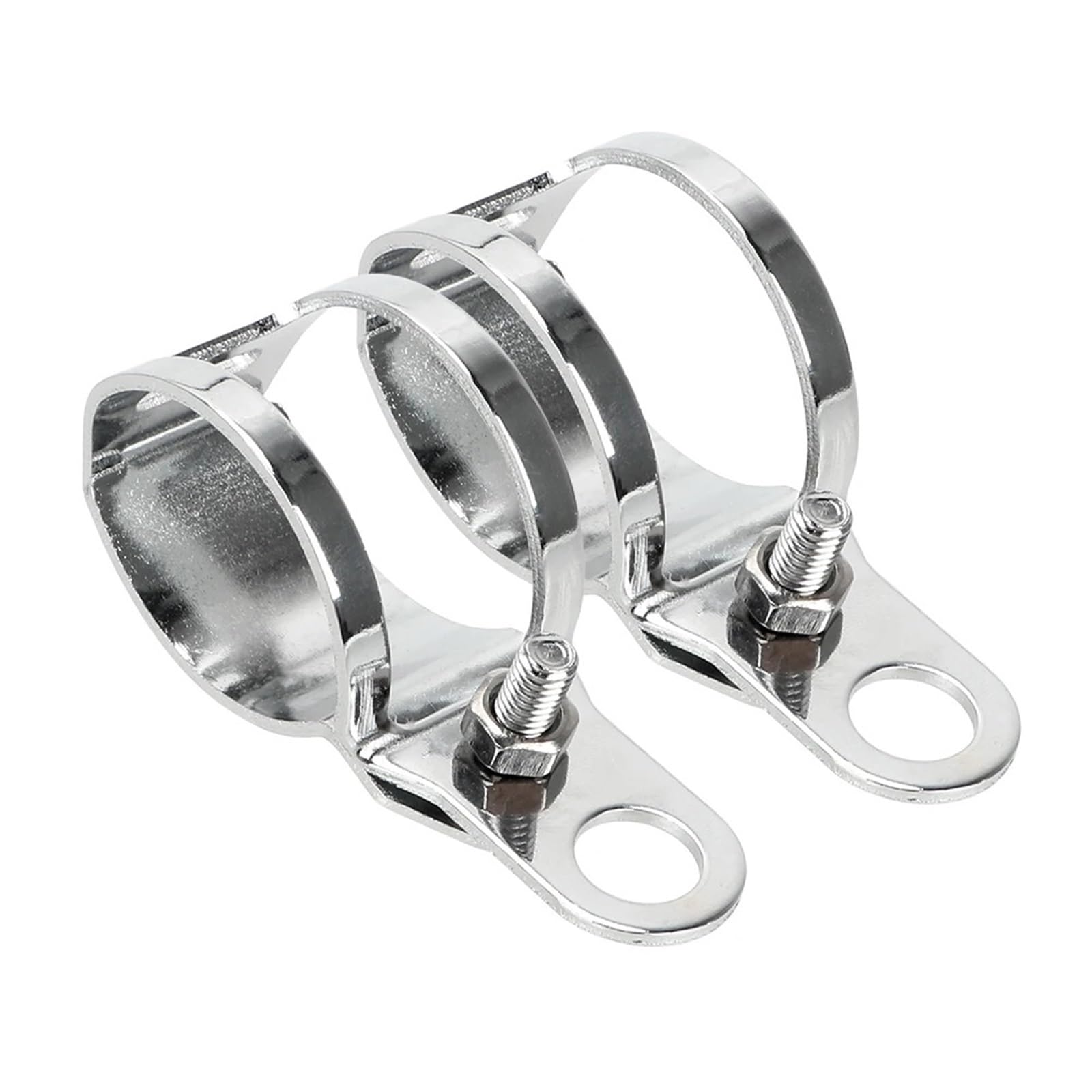 Poausjwy Silver Rack Roll Cage Turn Light Mount Bracket Motorcycle Signal Light Universal Metal 1Pair For 27-31Mm Front Fork Diameter(Silver)