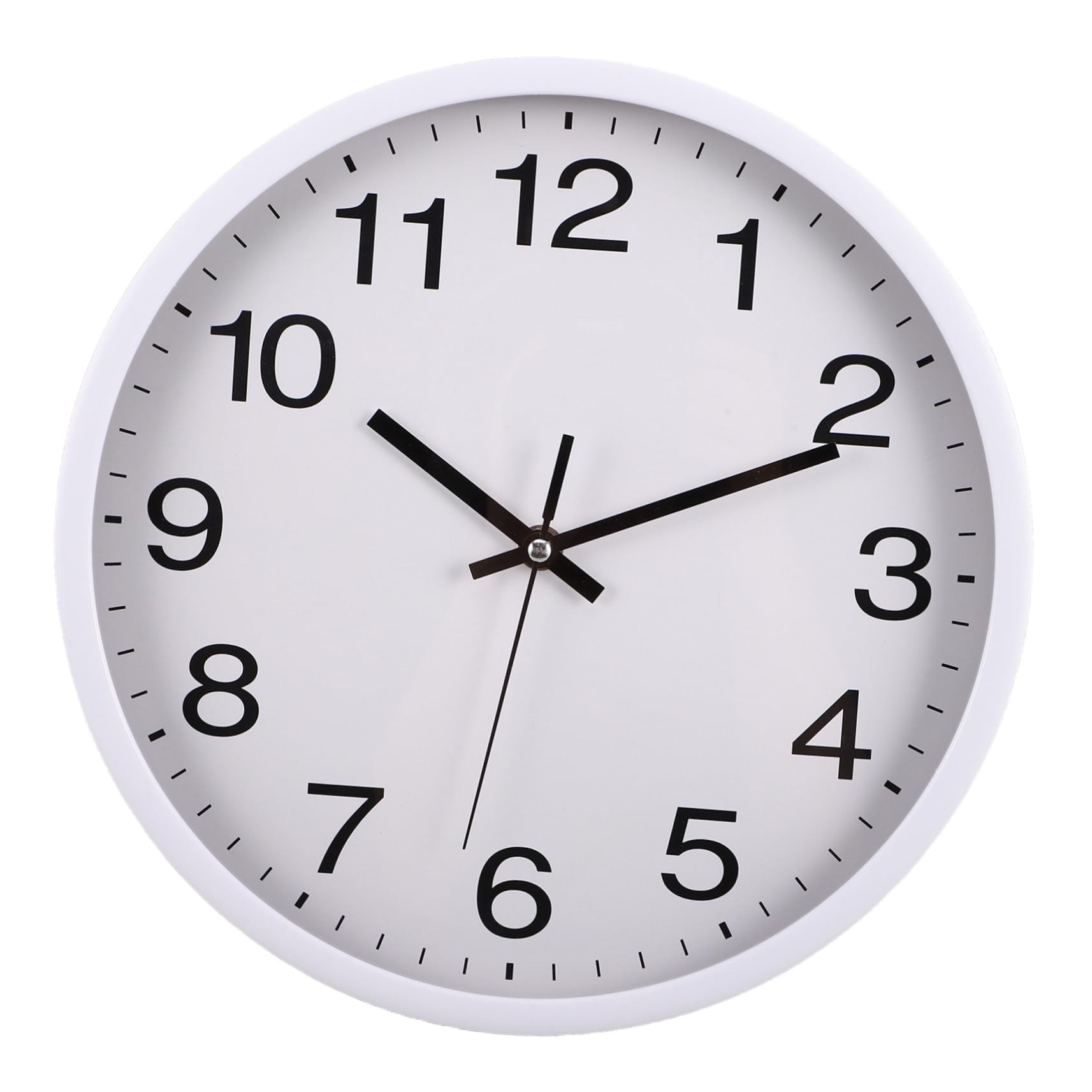 Horloge murale silencieuse 30,5 cm ronde et moderne en plastique pour déco