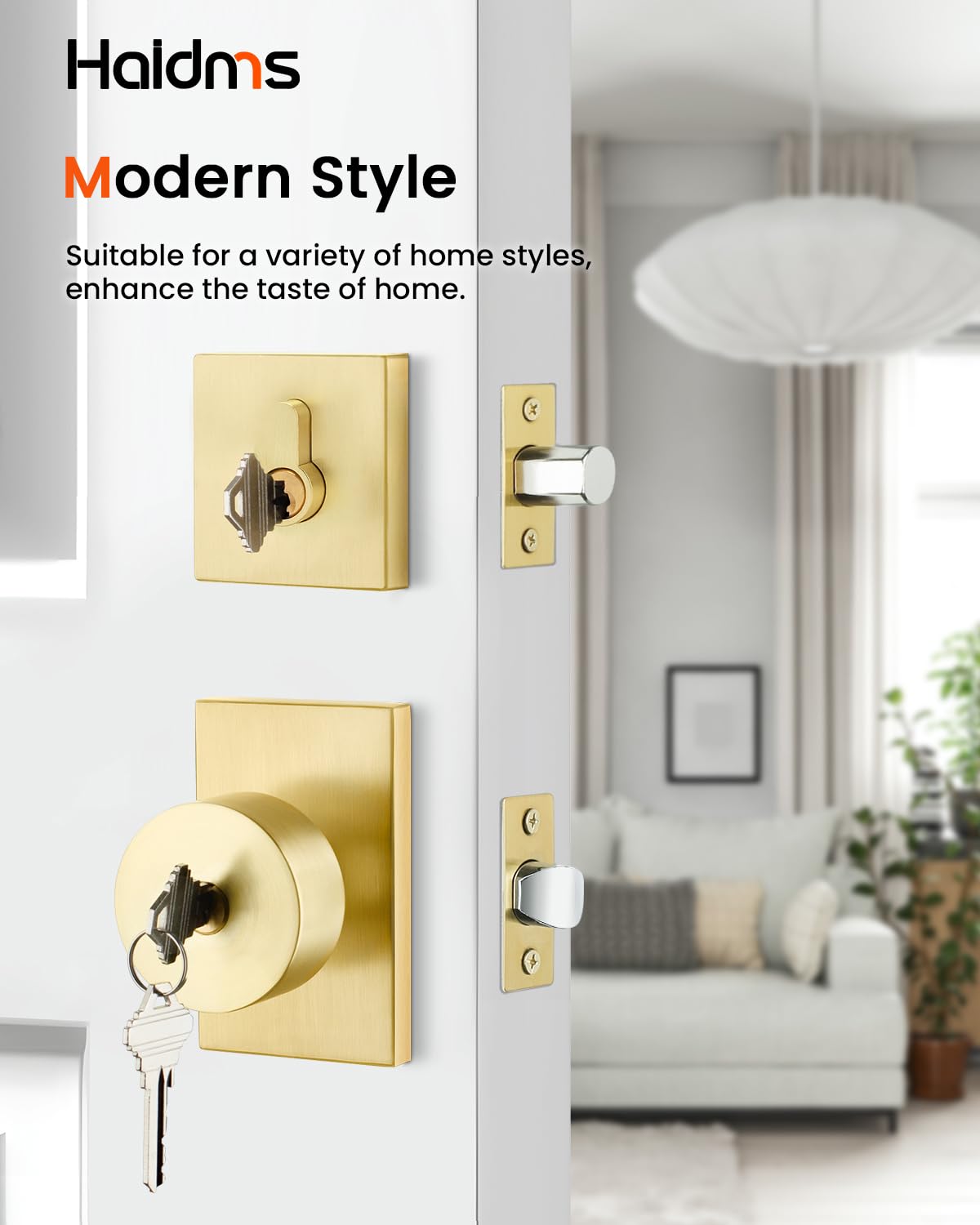 Brushed Gold Door Lock Set - Keyed Alike & Deadbolt -3 Brushed Gold Door Lock Set - Keyed Alike & Deadbolt -3