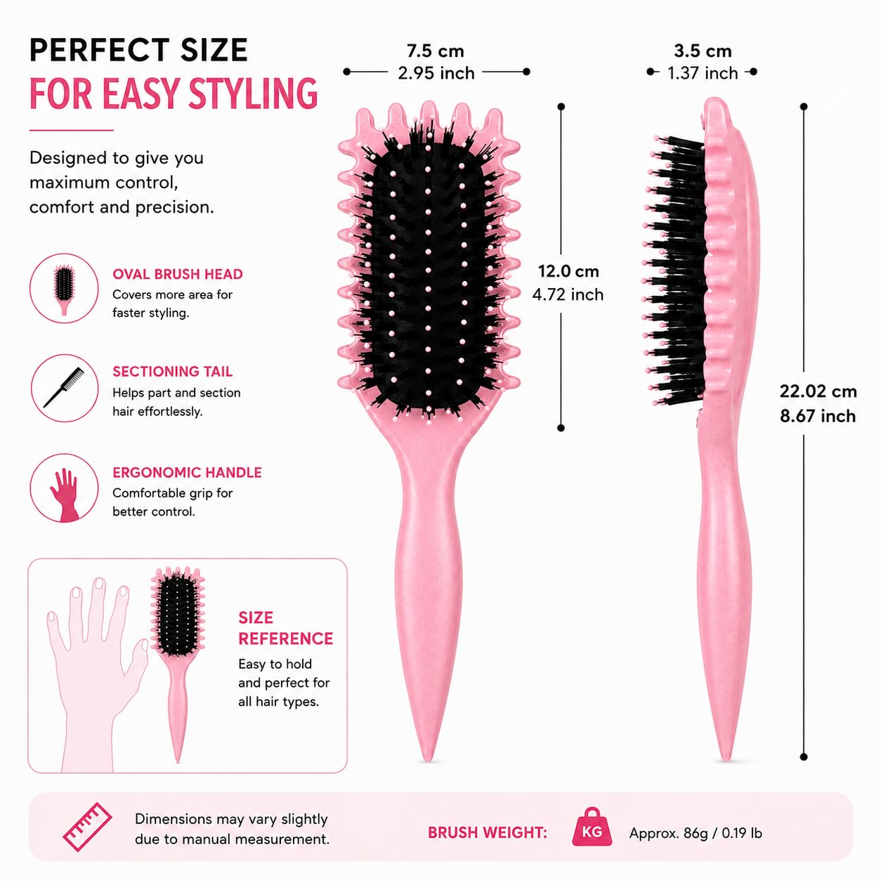 Combelle 5-in-1 Curl Brush - Define Curls & Reduce Frizz -4