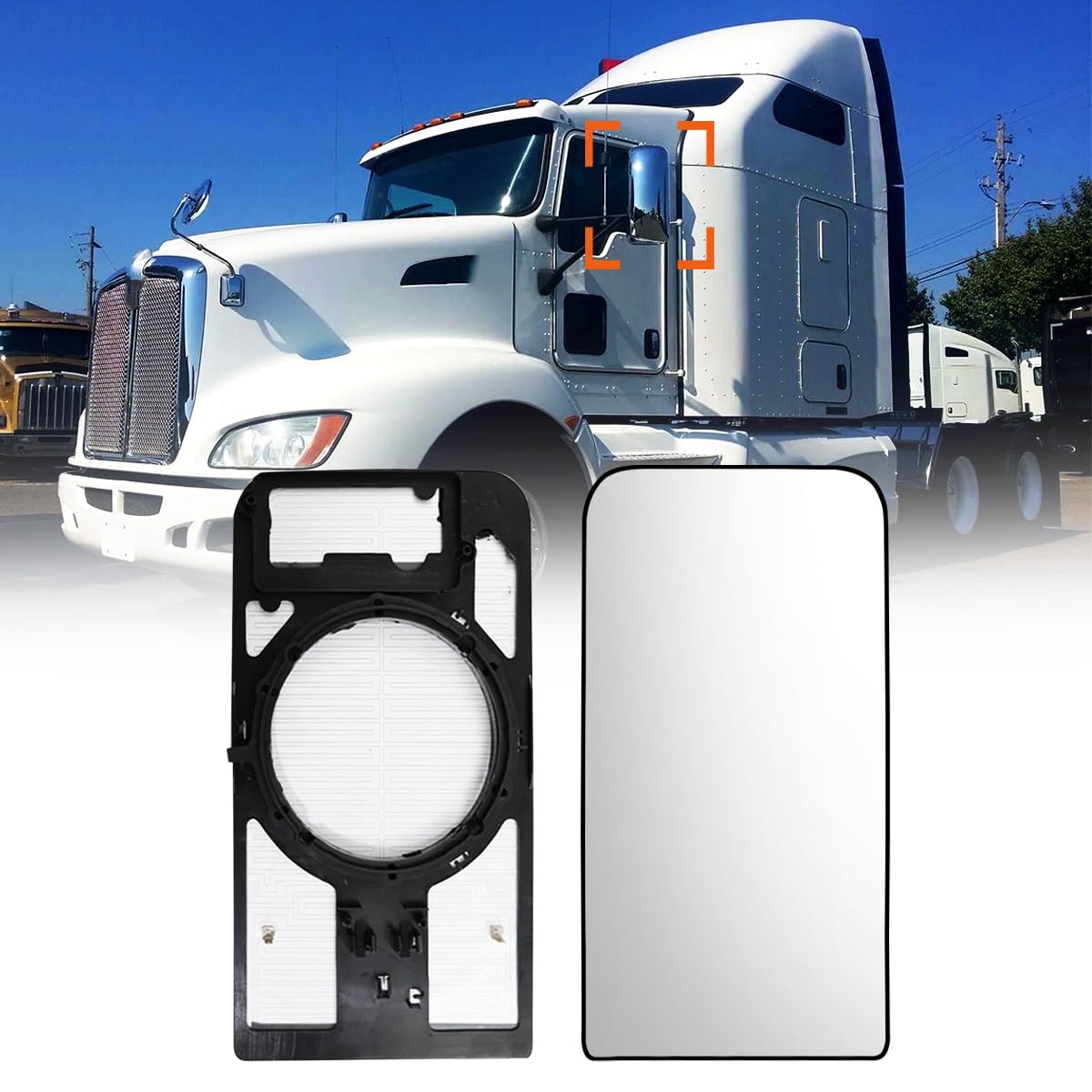 Sterlix Mirror Glass for Kenworth T660 T600 T370 Defrost Heated Upper Mirror Glass for Kenworth T660 T600 T370 Replacement Driver/Left & Passenger/