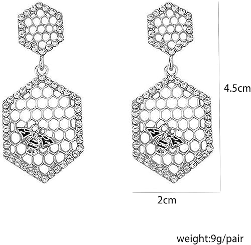 Vista 4 de Bumble Bee Earrings Honeycomb Earrings For Women Geometric Hexagon Honeycomb Dangle Earrings CZ Zircon Drop Earrings Christmas Gifts