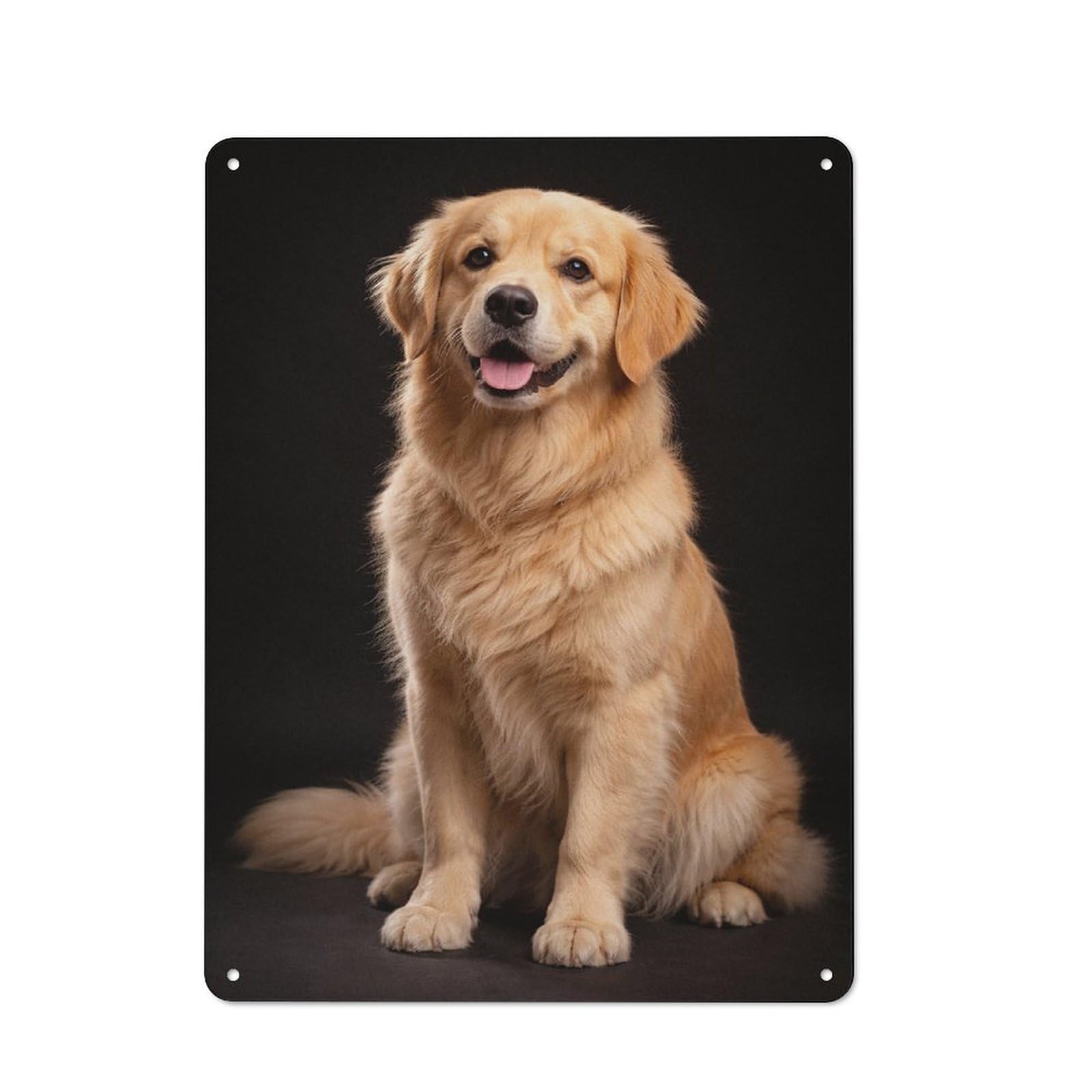 Junmoney Style-17 Rustic Metal Wall Sign 40X30cm Featuring Golden Retriever Dog Portrait For Garage Wall, Tin Sign Wall Decor For Garages And Workshops