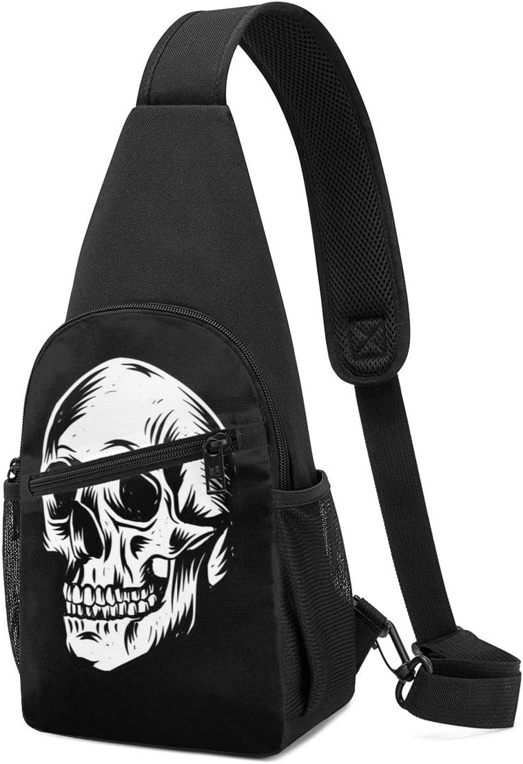 Sling Bag Chest Bag Shoulder Backpack Cross Body Bag Skull Linocut Daypack Backpack