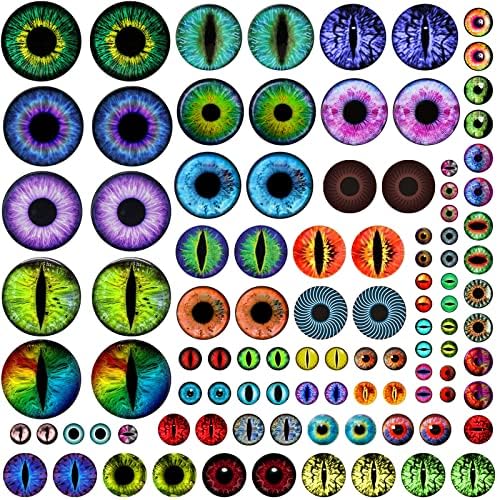100PCS 30/25/20/16/12/8/6mm Assorted Mixed Size Eyes Glass Caboch...