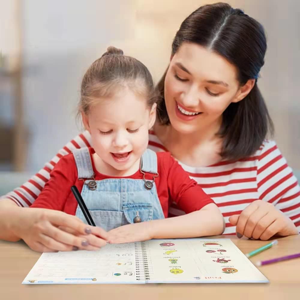 4 Pack of Grooved Writing Books for Kids,Magic Copy Books,Reusable Writing Practice Workbook for Kids Age 3-5 Kindergarten Preschool Calligraphy - Image 7