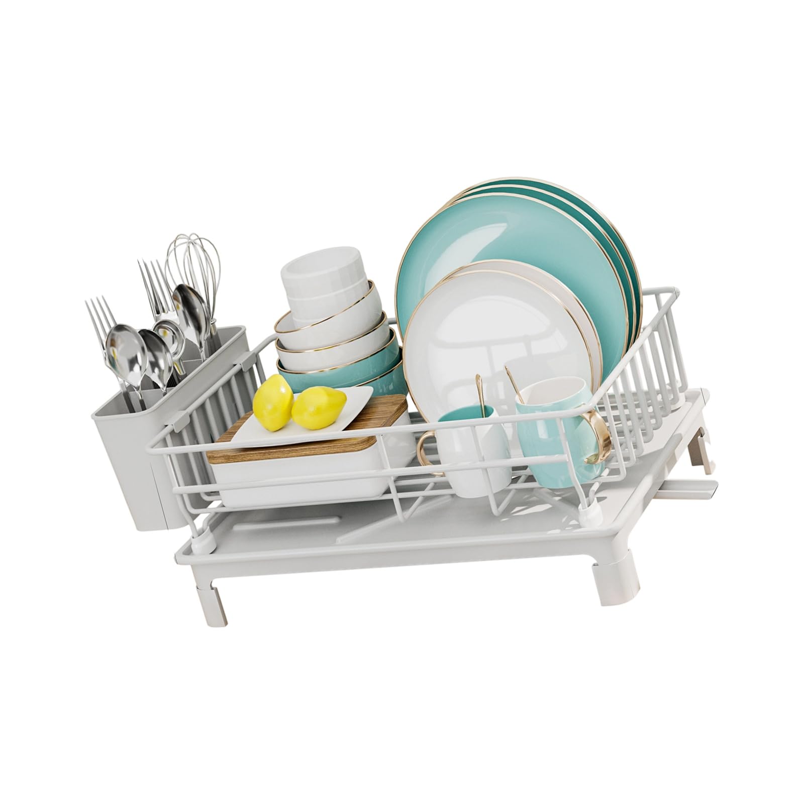 Tsophreniq White Modern Iron Infant Safe Countertop Highlighting Removable Addition Basket And Efficient Drain Answer 38X26x15cm Rack