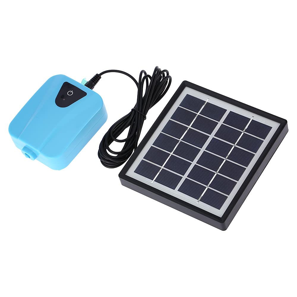 Honsto Solar Powered/DC Charging Oxygenator Water Oxygen Pump Pond Aeor with 1 Air Stone Aquarium Airpump 2L/min