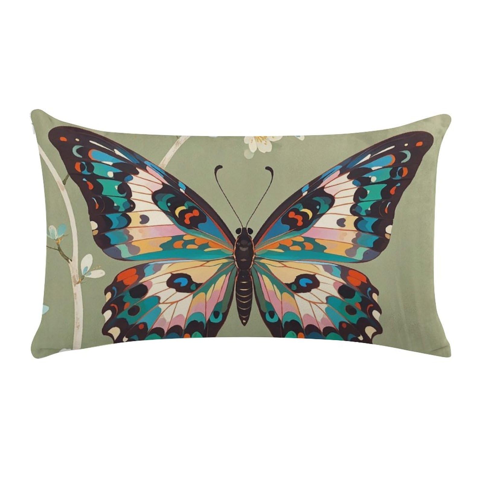 Ancient Butterfly Pillow Cases for Sofa, Super Soft Plush Pillow Cover with Zipper, Luxury Cozy Pillow Shams for All Seasons, Lightweight Pillowcases for Bedroom, 12" X 20"