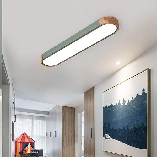 Miniatura 2 de Lámpara de techo, lámpara LED de techo de montaje empotrado, tira de madera nórdica, lámpara de techo de tres tonos controlable para espacios