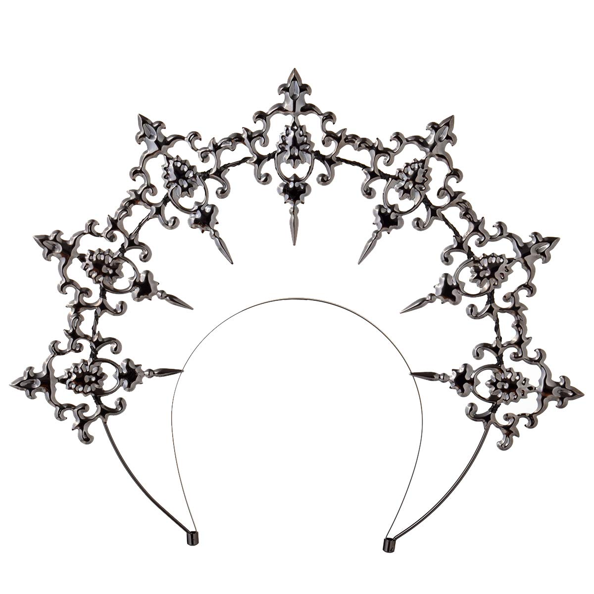 BLESSUME Goddess Mary Halloween Headband Alice Band Crown Headband for Women (Black 1) Black 1 Count (Pack of 1)