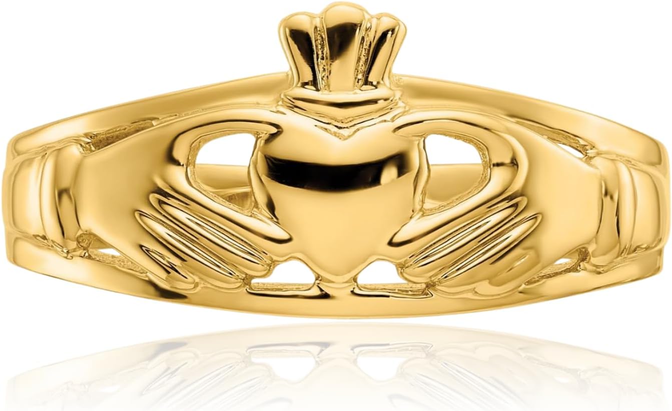 IceCarats 10K Solid Yellow Gold Heart Celtic Claddagh Statement Fashion Anniversary Ring 4mm Band Polished