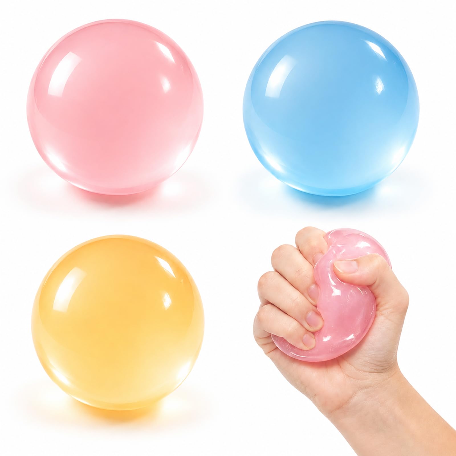Photo 1 of 3PCS Coconut Oil Squishy Toy - Slow Rising Squeeze Ball, Mixed Color