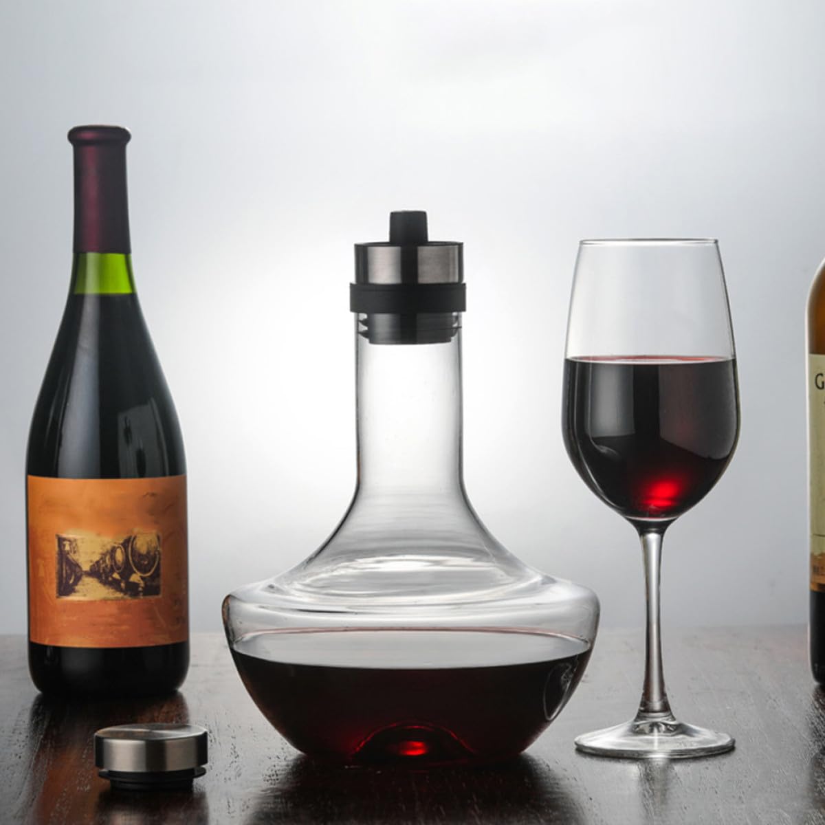 Decanter in Vetro da 1000 Ml per Whisky e Brandy, Distributore di Bevande Portatile e Veloce, Caraffa per Vino Trasparente per Uso Domestico, per Casa, Bar e Feste