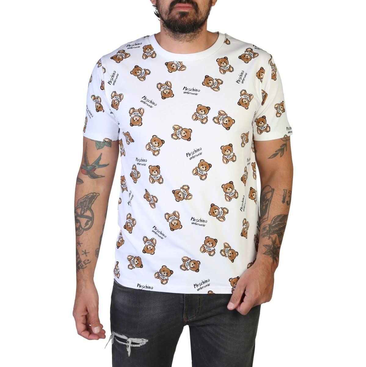 T shirt uomo Moschino logo bear bianco ES23MO17 V1A0702 4417