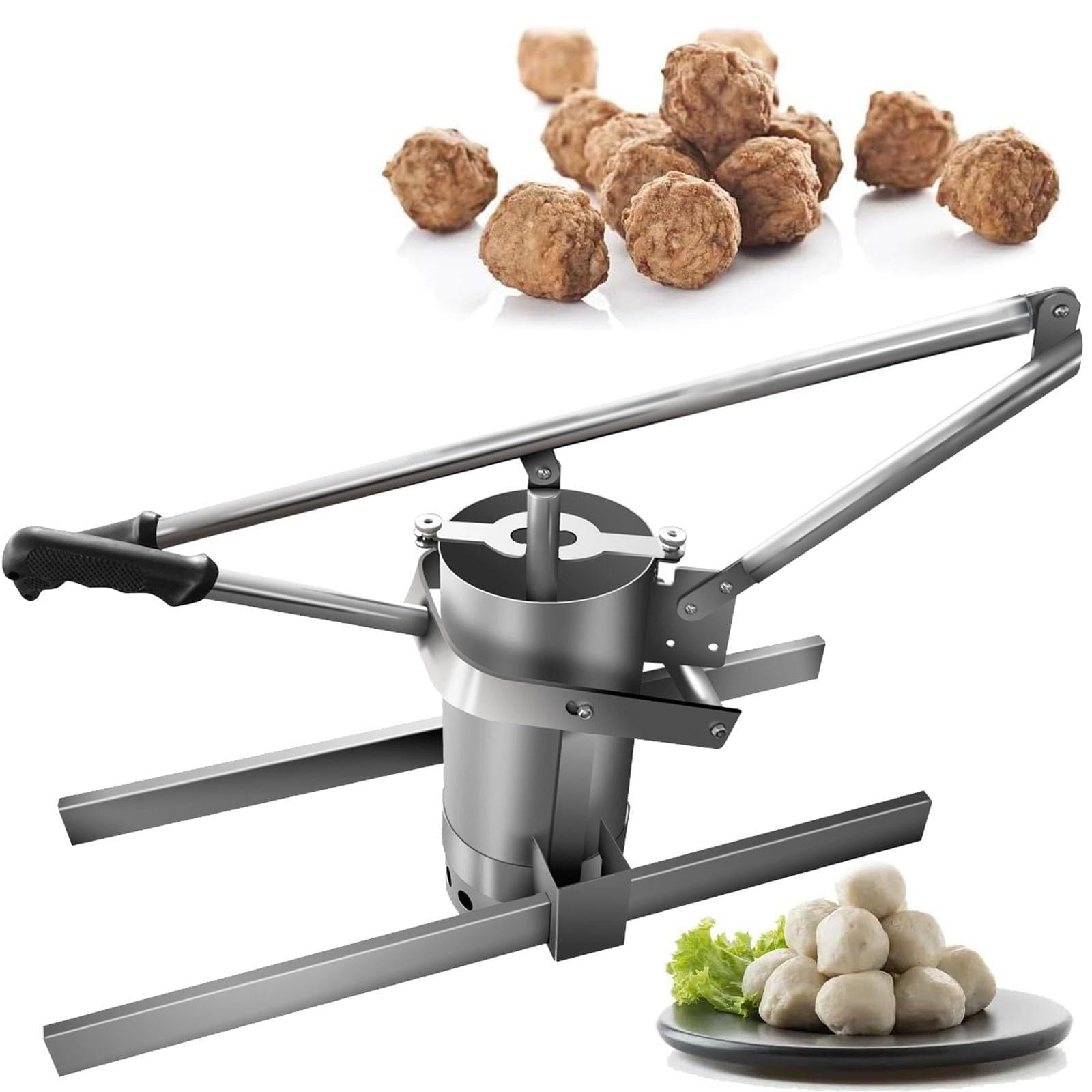 Macchina Manuale per Polpette, con Impugnatura Antiscivolo in Gomma, Asta di Pressione Rinforzata E Ispessita, 3 Stampi di Diverse Dimensioni, Ideale per Polpette di Manzo, 22mm