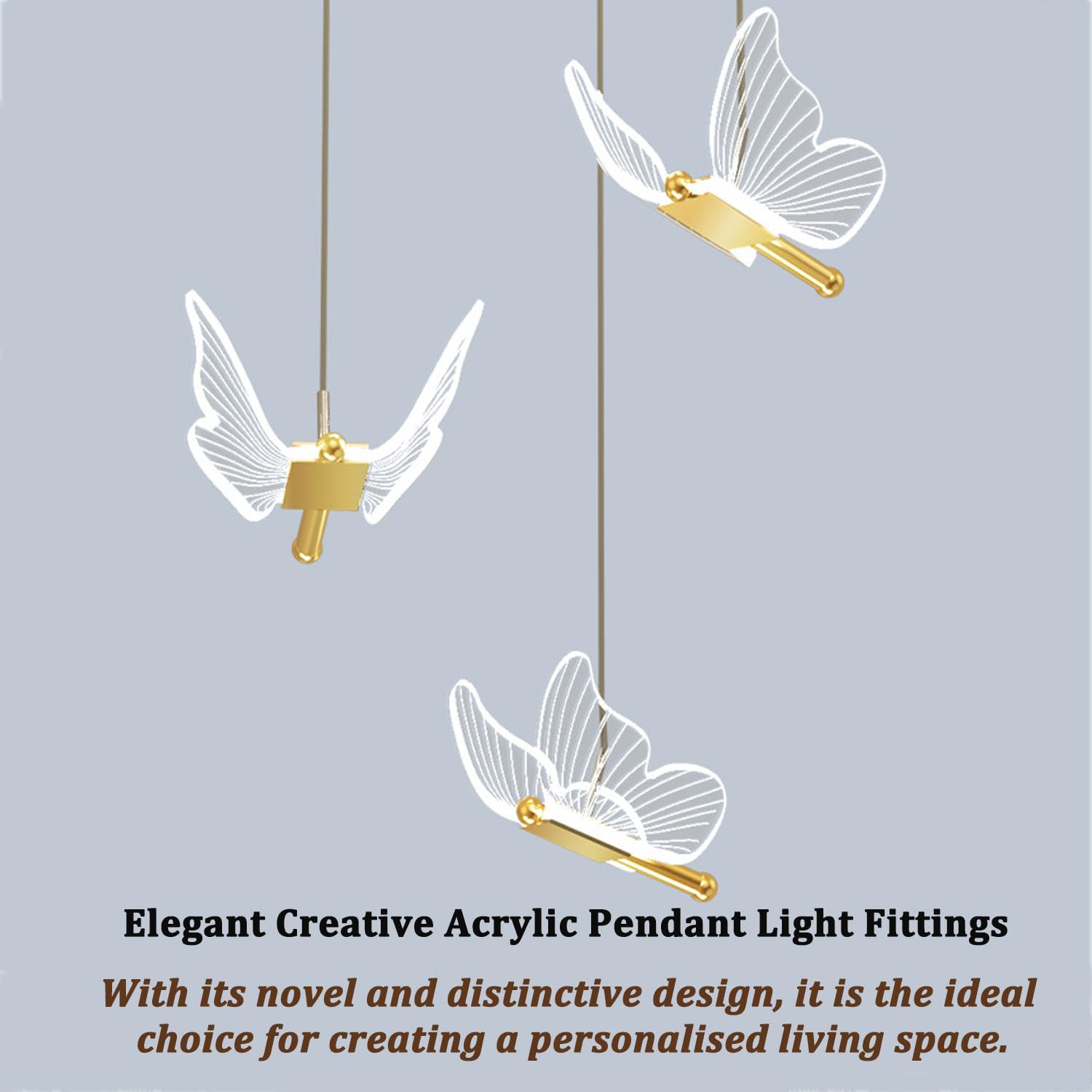 Lampadario a sospensione a LED da soffitto per cameretta dei bambini, moderno, da 45 cm, con luce calda e fredda, per ragazzi e ragazze, a forma di farfalla, altezza regolabile.