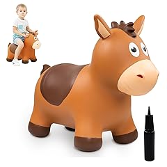 ZOOJOY Bouncy Horse Hopping Toys, Inflatable Animal Horse Toys for Toddlers 1-3, Outdoor Indoor Bounce and Ride On Bouncer for Boys Girls, Birthday Gifts for 18 Months 2 3 4 5 6 Year Old with Pump