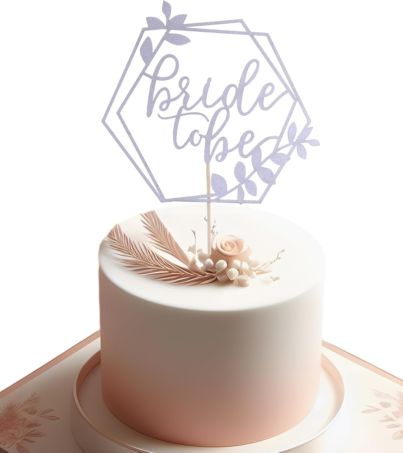 Bride to Be Cake Topper - Gold Wedding Cake Decoration Supplies, Bridal Shower Party Cake Decoration Gifts, Photo Booth Props Bride to Be - Silver