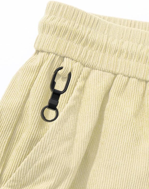 Men's Corduroy Shorts 9 inch Cotton Drawstring Casual Elastic Waist Summer Beach Shorts with Pockets - Image 5