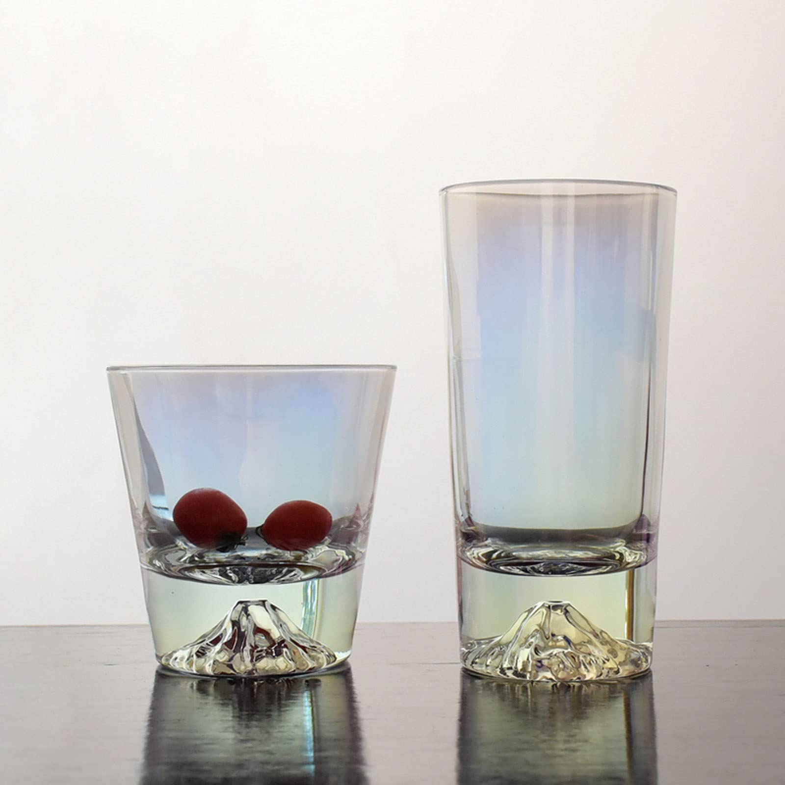 QINGGANGLING999 Wassergläser Schneeberg-Bunte Glasschale 4-teiliger Satz 9Oz und 10 Unzen optional. Saft-Milchkaffee-Glaswaren bleifreies klares Glaswaren-Set Trink-Gläser (Size : Small)
