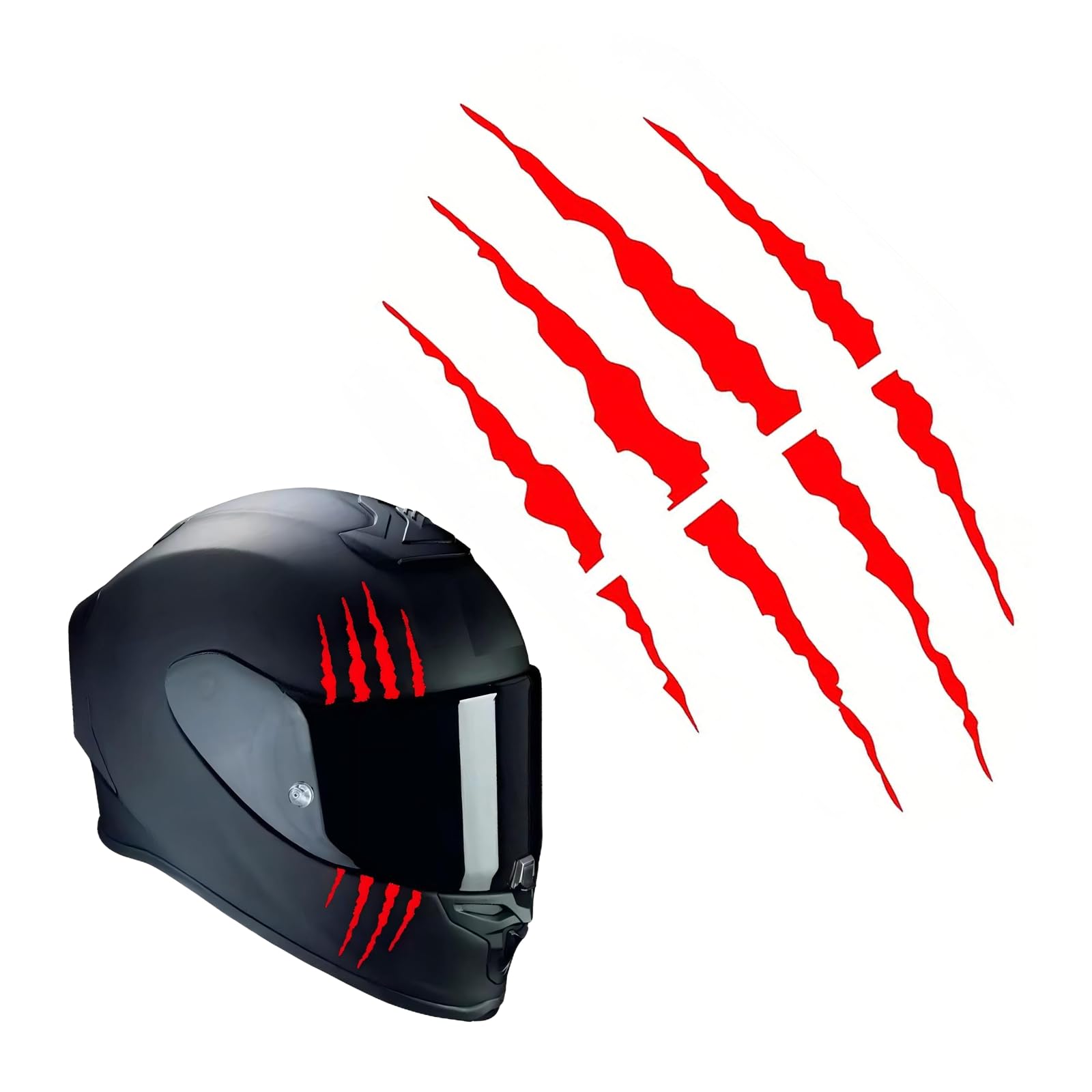 1 Set Motorcycle Helmet Stickers, Claw Scratch Design, Waterproof Reflective Decals for DIY Decoration, Universal for Most Helmets, Vehicles, Laptops (Red)