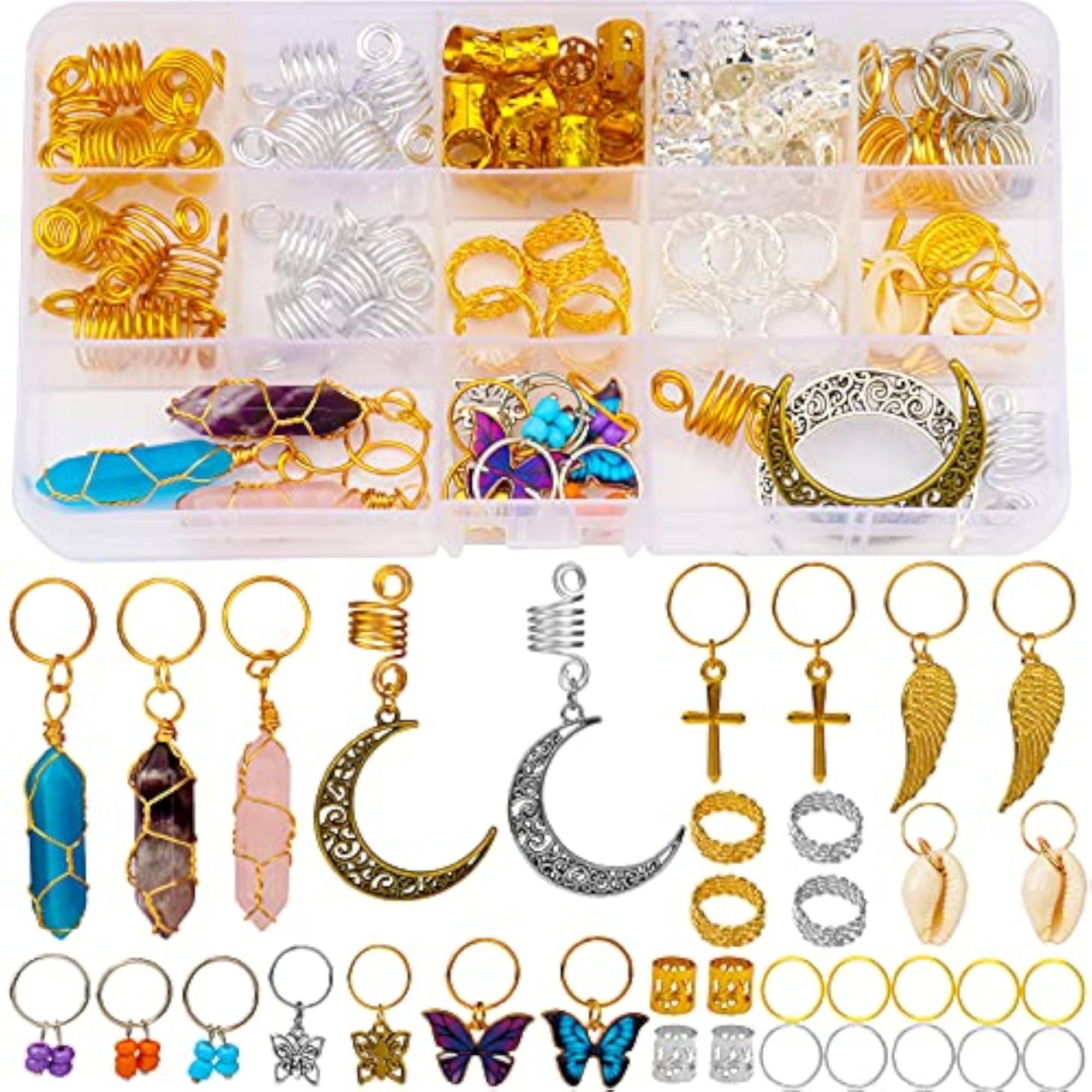 128 Pieces Dreadlock Accessories Hair Jewelry Set