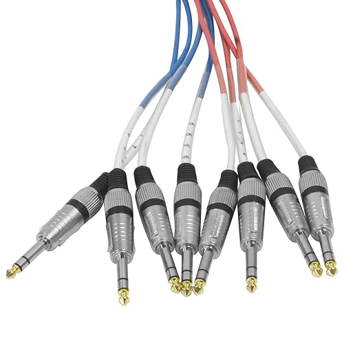 Vista 14 de Cable de serpiente TRS de 8 canales de 1/4 de pulgada, 10 pies de largo, extremos de servicio - Serpiente de efectos de audio profesional para Live