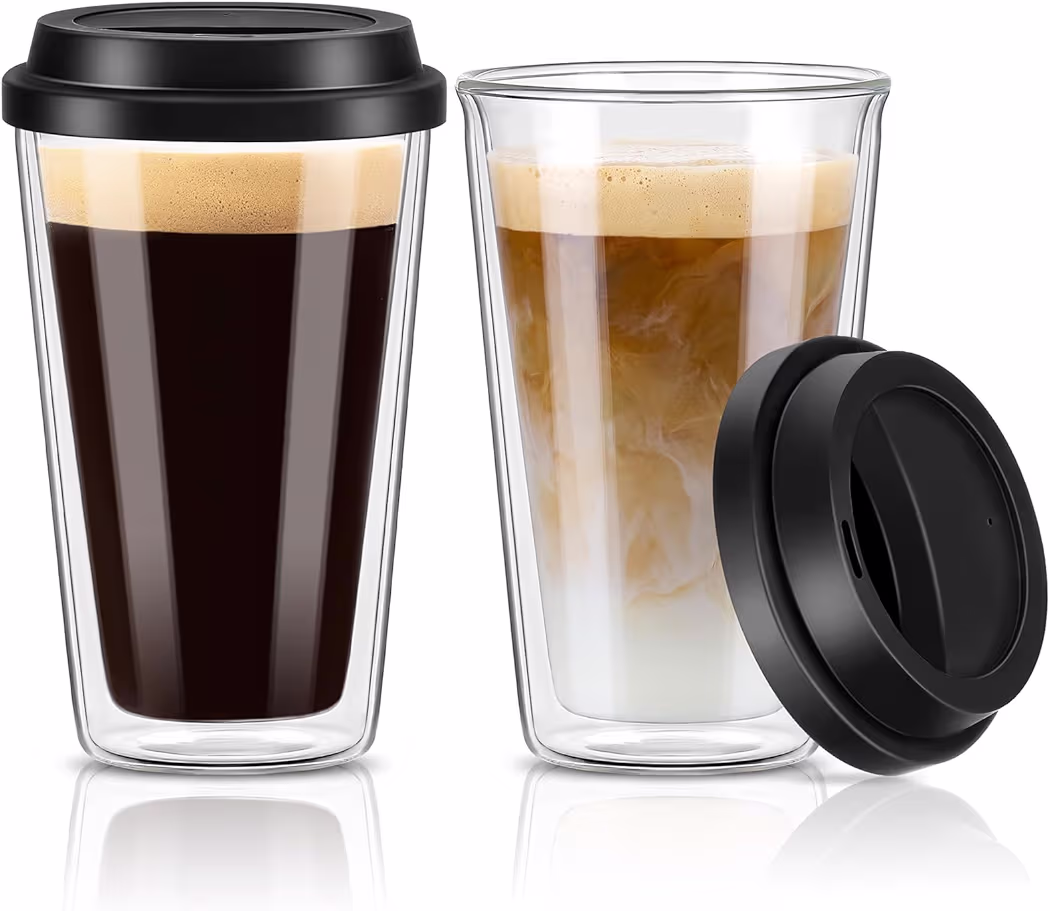 Qipecedm Double Walled Glass Coffee Mugs