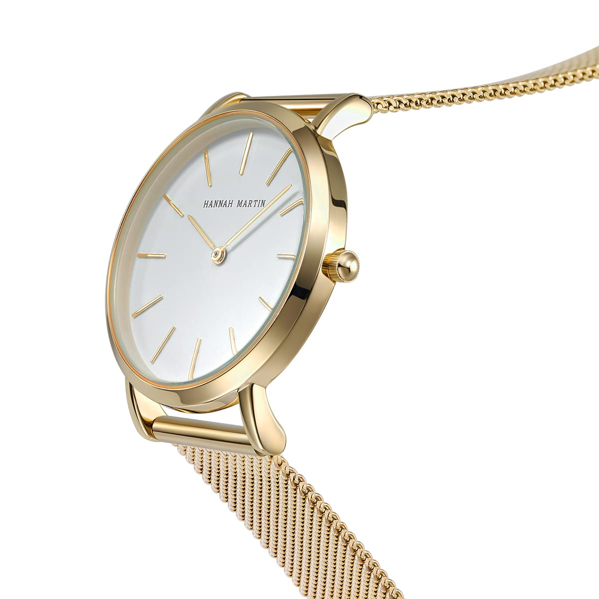 HANNAH MARTIN Reloj de Cuarzo para Mujer Banda Malla Acero Inoxidable Ultra Delgado