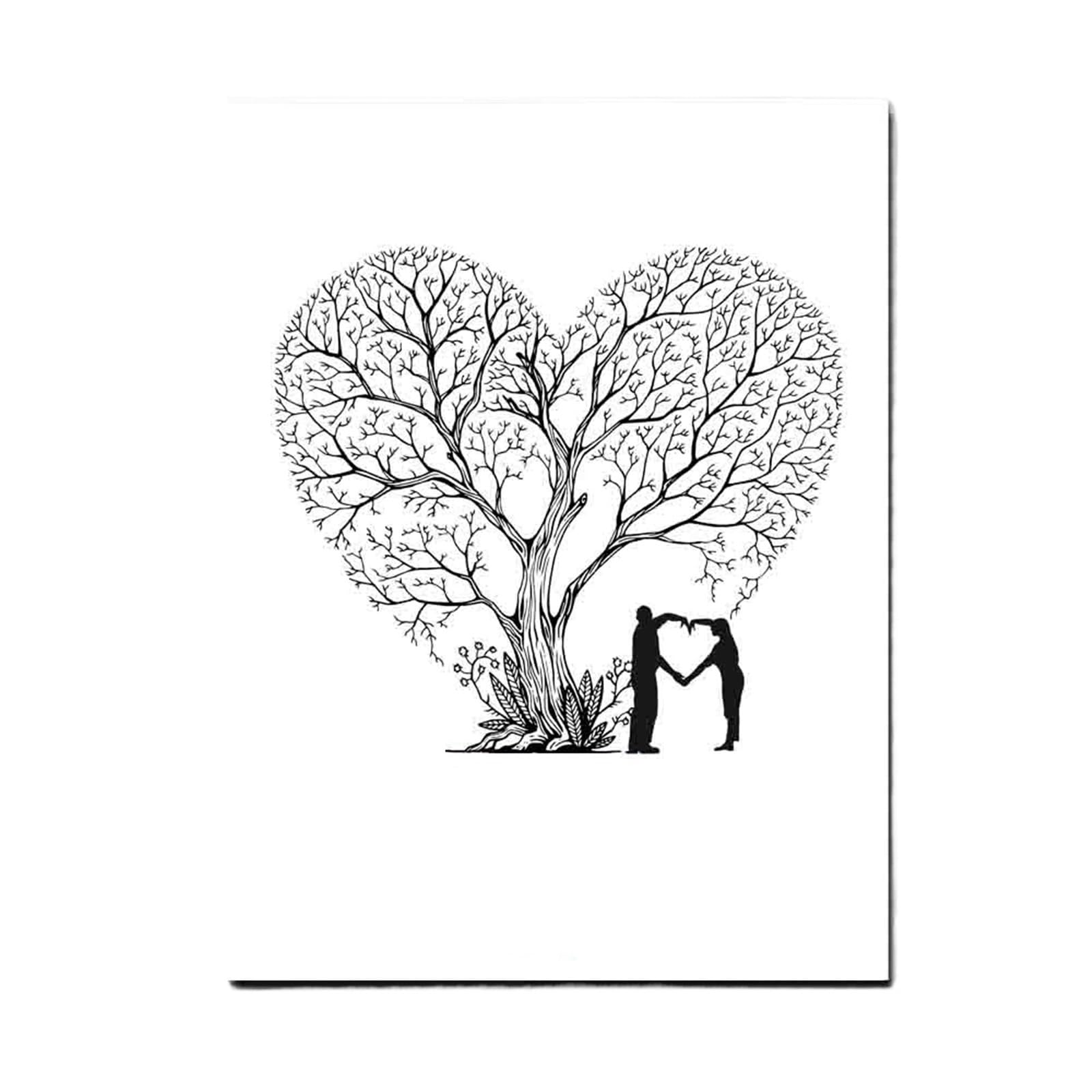 Hochzeits Fingerabdruck Baum Liebhaber Fingerabdruck Baum DIY Gast Unterschrift Leinwand Gemälde for Hochzeit Jahrestag Veranstaltungen Party Dekor(T1CP020)