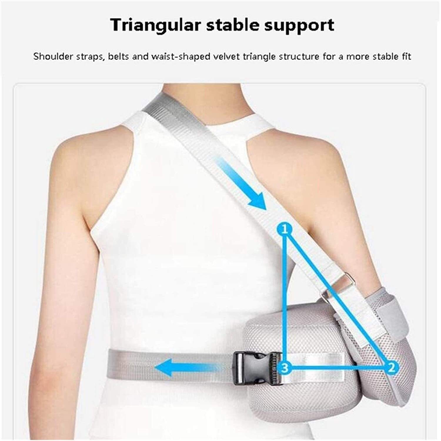 Soportes de brazo Inmovilizadores de cabestrillo de abducción de hombro con almohada, soportes ajustables para lesiones izquierda derecha Tirantes Correa de soporte para brazo Fácil de poner