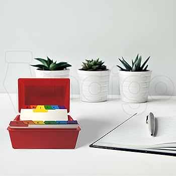 Indigo® Office Index Record Card Box U2013 Durable Blue Filing Box For (6" X 4") Cards, Ideal For Organizing Notes, Contacts, And Records