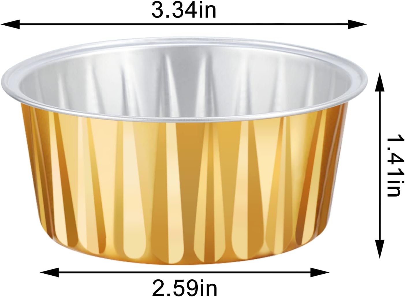 EUSOAR Disposable Creme Brulee Ramekins, 50pcs 5oz Baking Cups Ramekins Aluminum Foil Dessert Cups, Gold Cupcake Liners Mini Muffin Pans, Recyclable Economical Catering Favor Baking Cups for Party