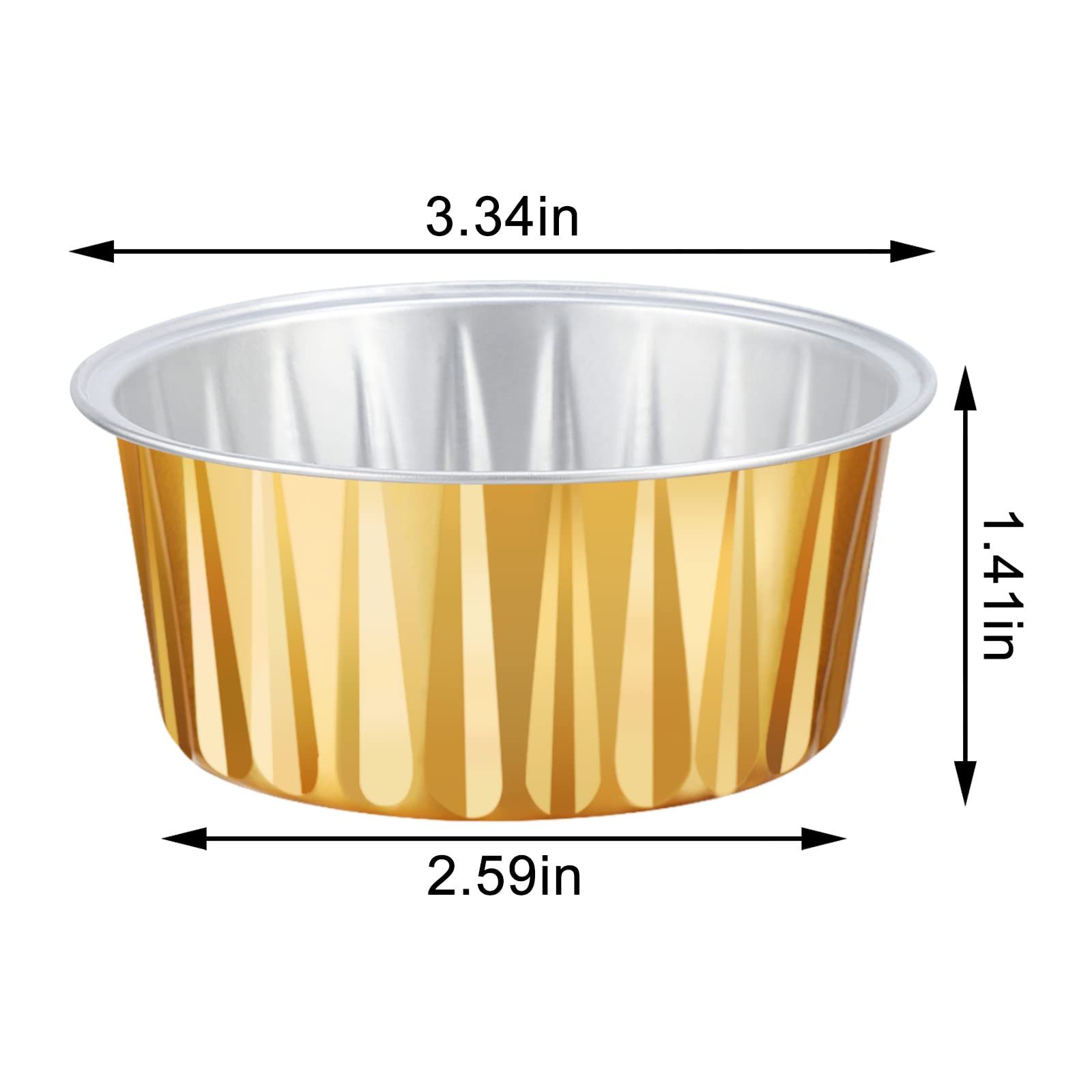EUSOAR Disposable Creme Brulee Ramekins, 50pcs 5oz Baking Cups Ramekins Aluminum Foil Dessert Cups, Gold Cupcake Liners Mini Muffin Pans, Recyclable Economical Catering Favor Baking Cups for Party