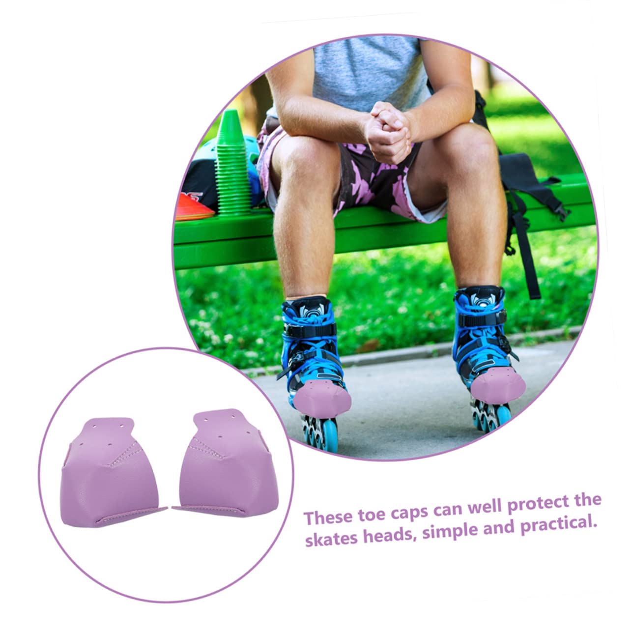 TOYANDONA Bottes De Patin Embouts Protège-Orteils De Patins À roulettes Protecteur Couvre-Orteils De Patins Résistants À l'usure Accessoires À Roller Cuir Violet,Mauve
