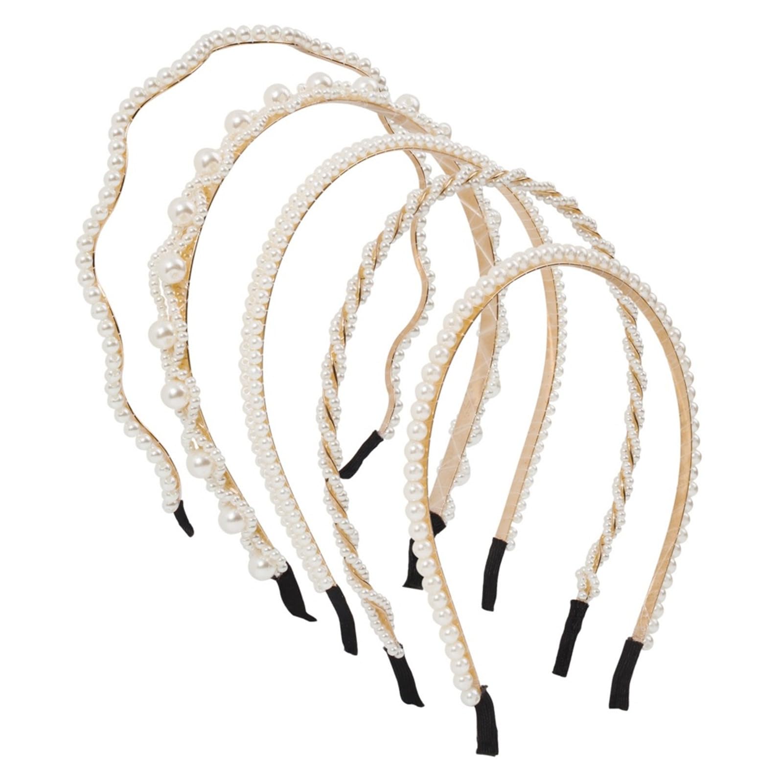 4 Pezzi Cerchietto Perle Donna Elegante Fascia per Capelli Perle Finte Bianche Accessori per Capelli Sposa Ragazze Cerchietti Carnevale Donna Regali Feste Compleanno Matrimoni Comunione Bambina